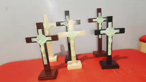 Luminous Cross Wooden Cross Glow in the Dark with Stand 8 1/2 inches & 10 1/2 inches High Quality Crucifix