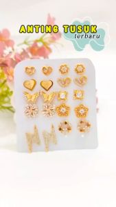 AT 106 - Anting Tusuk Dewasa Sarangheo Zirkon Anting Xuping Perhiasan Lapis Emas Imitasi - Cute