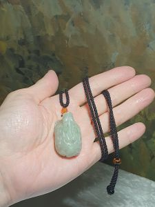 Type A Jadeite pea green Dragon-Tortoise with Ancient Coins Jade pendant (with certificate) #22 [Natural Crystal] 翡翠浅豆绿龙龟铜钱吊坠(带证书) #22