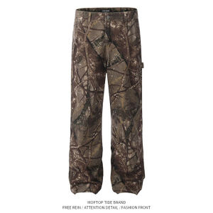 Mr. WH Thời Trang Đường Phố Cao Cấp Mỹ Họa Tiết Rằn Ri Nhánh Phá Cách Làm Việc Quần Thoải Mái Rộng Rãi Cắt Thẳng Quần Dài