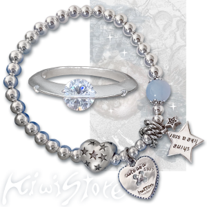 Y2K Zircon Ring Bracelet Set Cool And Sweet Subculture Design Fashionable Alloy Geometric round Ring for Casual And Social Events