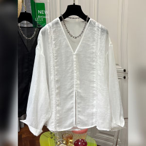 Shalldoer | Plus Size Casual Korean Style Long Sleeve Womens Sun Protection Shirt Summer Trendy Loose Fit Versatile Fashionable Blouse