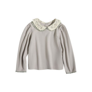 toz mama | Floral Patchwork Double Collar Versatile T-Shirt