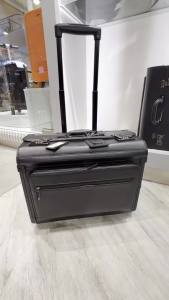 Barry Smith Trolley Pilot Case Lawyer Case Travel Document Bag 2-Wheels Leather Cabin Size B130201
