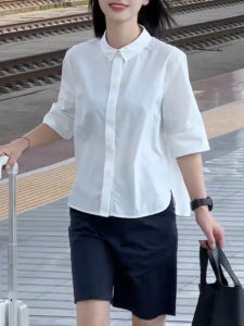 UYFY | Classic Simple Casual Short Sleeve Shirt White Collar