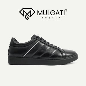 Giày thể thao nam MULGATI Black Sneaker da trơn màu đen - M128A-82A