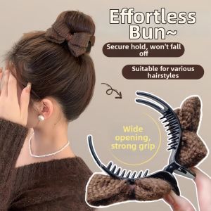 Knit Bow Bun Clip for Hairstyling
