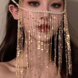 BXA Western Region Bohemia Wind Head Chain Headdress Forehead Ornament Exotic Forehead Lace Surface Decorative Curtain Photo Decoration