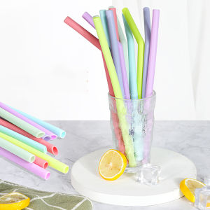 6Pcs Reusable Food Grade Silicone Straws Straight Bent Multicolor Drinking Straw For Childrens Party Bar Accessories