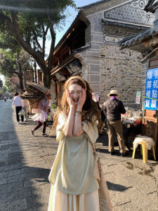 Xiao Jun Jun Britney Lazy Casual Loose Shoulder Basic Match Short Sleeve Simple Linen Texture Lazy T Korean Style Commute Pure Color Cotton Polyester Blend Short Sleeve round Neck Regular Length Spring Season Moisture Wicking