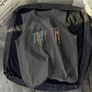 Summer Pure Cotton Cool Vest Mens Hong Kong Style Loose Sports Basketball Waistcoat Men Trendy All-Matching Sleeveless T-shirt Fashion