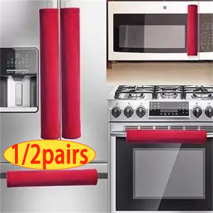 2Pcs/Set  Refrigerator Door Handle Cover Kitchen Appliance Decor Fridge Oven Handle Antiskid Door Knob Protector Black Grey Red