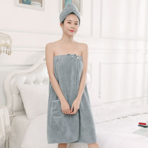 ผ้าเช็ดตัวยาวสำหรับผู้หญิง ผ้าขนหนูอบแห้งแบบไม่ใช้ผ้าฝ้ายแท้ ผ้าขนหนูขนาดใหญ่สำหรับใช้ในบ้าน ผ้าขนหนูแบบสวมหัว ผ้าขนหนูขนแกะสีพื้น