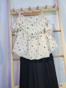 Áo peplum tay phồng kiểu lưng chun may 2 lớp  in hoa nhí dễ thương xinh xắn trẻ trung năng động phù hợp nhiều dịp