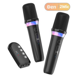 Micro Không Dây Bluetooth 5.3 DS-K2 Với Hệ Thống Trộn Âm Thanh Nổi DSP Có Đèn RGB Nhiều Màu Sắc Dành Cho Loa Có Dây Thiết Bị Hỗ Trợ Karaoke