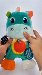 Infantino Cuddly Teether Hippo | 0 months+ | Teether | BPA-Free