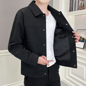 Slim Fit Youthful Mens Jacket Spring Autumn Casual Stylish Korean Version Long Sleeve Button Decorated Anti-Wind Outerwear