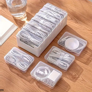 1 Set Data Cable Storage Box with 7 Small Compartment Boxes Desktop Cable Organizer for Office Desk