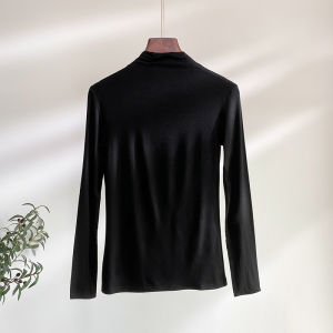 Half Turtleneck Bottoming Shirt Womens Modal Long Sleeves Spring & Fall Thin Inner Match Silm Plus Size Tight Mid-Neck T-shirt Tops