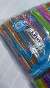 หลอดช้อน ตรา เรนโบว์สตาร์ 6 mm คละสี แพ็คละ 10 ห่อ จำนวน 100 ชิ้น