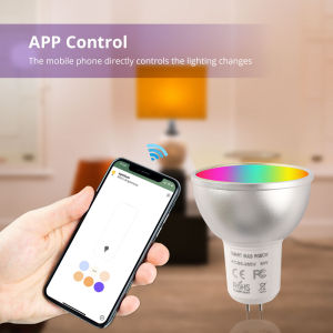 zemismart Zigbee GU5.3/MR16/GU5.3 Blub 5W LED Light Smart Spotlight 86-250V or 12V Bulb APP Timer RGBCW 2700-6500K 460LM Home Decorative Lamp Work with Tuya/Homekit via Matter M6 Zigbee Hub