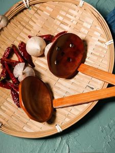 Wooden Soup Spoon Set of 2 Kitchen Cooking Utensils Wooden Handle Cooking Spoons Scrape Spatula for Soup Ladle