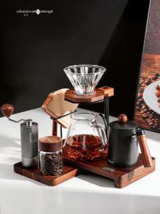 MONGDIO | Manual Pour Over Coffee Set Wooden Stand