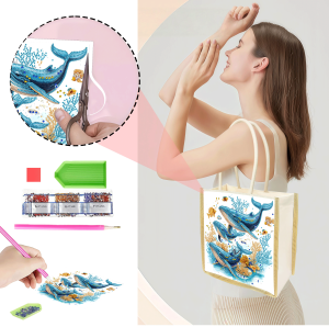 1 Miếng Kim Cương Vẽ Họa Tiết Cá Voi Túi Mua Sắm Bằng Vải Canvas Có Thể Hoán Đổi Cho Nhau Hộp Đựng Mỹ Phẩm Phong Cách Hiện Đại Quà Tặng Ngày Lễ