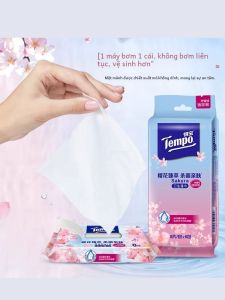 Vải Ướt Sakura Tempo Mini Travel Pack 8 Lá * 6 Gói Vải Ướt Vệ Sinh Không Có Cồn Vải Ướt Thơm Hoa Anh Đào Vải Ướt Cầm Tay