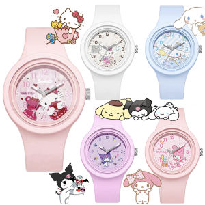【NO BOX】Sanrio POP MART LABUBU Childrens Watch Kuromi Melody Hello Kit-ty Silicone Strap Watch Suitable for Girls and Primary and Secondary School Students Cute Quartz Watch Fashion Ladies Watches