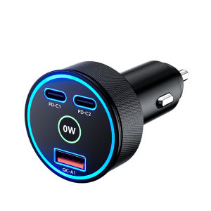 Bộ Sạc Ô Tô 3 Cổng Tổng Công Suất 108W Sạc Nhanh Có Màn Hình Kỹ Thuật Số 36W 2USB 1Type C Cho iPhone Samsung Huawei Xiaomi - Bộ Sạc Điện Thoại Trên Ô Tô Có Màn Hình Kỹ Thuật Số