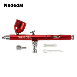 Airbrush Dual Action Gravity Feed 0.3mm Nozzle Sprayer 7cc Red Gold Cake Decorating Brushes For Nail Manicure NT-133