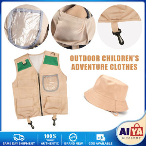 Kids Explorer Costume Cargo Vest and Hat for Toddlers Park Ranger Zoo Keeper