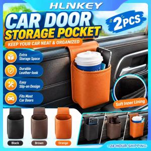 HLINKEY Universal Car Door Hanging Cup Holder Leather Adhesive Anti Shake Drink Bottle Storage Bag Car Interior Keys Pen Glasses Holder Gadget Bags Organizer