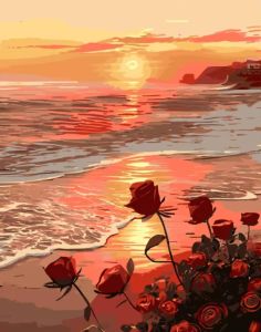 KAYOU | Acrylic Paint By Numbers Sunset Rose Painting By Numbers on Canvas Coloring By Number for Adults Paint Digital Art