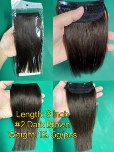 Real Remy Human Hair Clip in Hair Extensions Short Straight Thick Double Weft Hair Pieces for Thinning Hair Invisible Hairpin Increase Women Men Hair Volume 8 inch#2 Brown