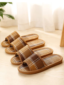 Summer Linen Woven Couple Indoor Home Grass Slippers Anti-Slip Floorboards Men Women Vine Grass Flat Sandals Breathable