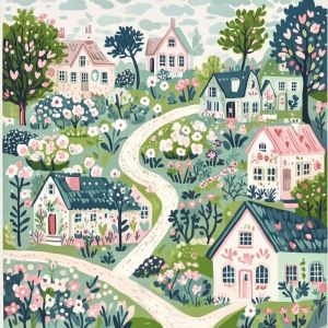 HUACAN House Embroidery Kit Landscape Printed Canvas Cross Stitch Sets City Flower Needlework 11CT Decor For Home Diy Gift