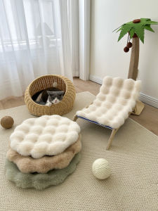 Rabbit Plush Cat Nest Mat Kennel Sleeping round Cushion Pet Bed Sleep Woollen Pad Fall and Winter Heattech Cat Floor Mat
