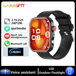 laxasfit | LAXASFIT 2026 New Large Battery Smart Watch LED Flashlight Touchscreen Bluetooth Call Outdoor Sport Fitness Gift 4 Men Women