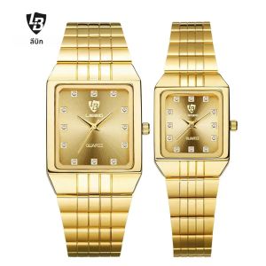 นาฬิกาควอตซ์สีทองสแตนเลสสตีลหรูหราของ Liebig นาฬิกาข้อมือสำหรับผู้ชายผู้หญิงนาฬิกาข้อมือลำลองนาฬิกาสำหรับท่านชายหญิง