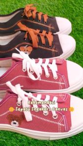 NW014 Sepatu Wanita Casual Bear Women Canvas Shoes