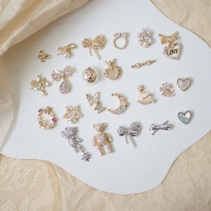 New Pearl Zircon Nail Decoration Star Bear Flower Moon Butterfly Knot Cat Eye Heart Shaped Nail Art Accessories Bright Color Series