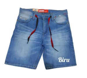 Celana Jeans Pendek Krinkel Premium Denim Distro Warna Navy Biru Hitam