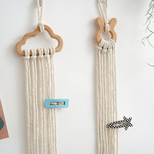 Wooden Hair Clips Holder Baby Girls Hairpin Hairband Storage Weave Wall Hanging Kids Room Decor Pendant Organizer Wall Ornaments