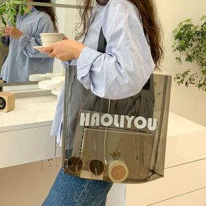 Korean Style Jelly Transparent Bag Large Capacity Dry Wet Separation Waterproof Bag Internet Celebrity Swim Bag Swimsuit Storage Bag