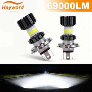 Bóng Đèn Pha LED H4 Cho Xe Máy 69000LM 6000K Hi Lo Beam COB Trắng 8 Cạnh BA20D Dùng Cho Đèn Sương Mù Xe Tay Ga 12V Phụ Kiện Xe Máy