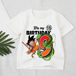 Bandai | Dragon Ball T-shirt Childrens Size Fashion Clothing Super Goku Anime Character Pattern Clothing Top Summer Breathable Top