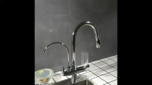 Three-in-one universal swivel-type faucet for cold and hot water in kitchen and home use with a rotating water basin for washing vegetables splash-proof design.