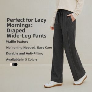 INMAN | Versatile Huarache Check Wide-leg Trousers Drawstring Waist Straight Cut Slim